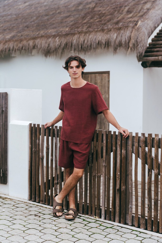 Billy linen pajama set in Terracotta from AmourLinen