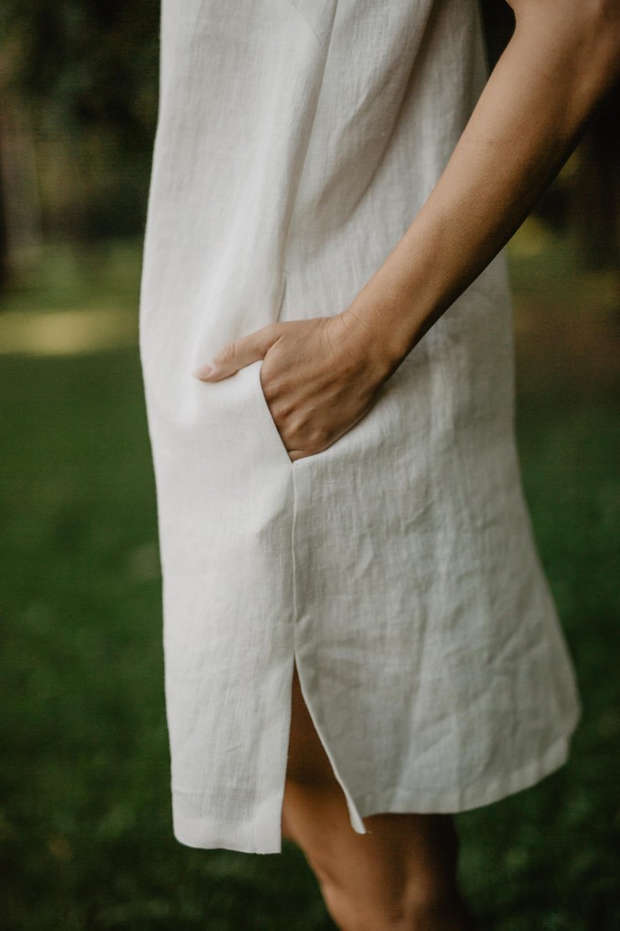 Linen slip dress ZOE in White | sale from AmourLinen