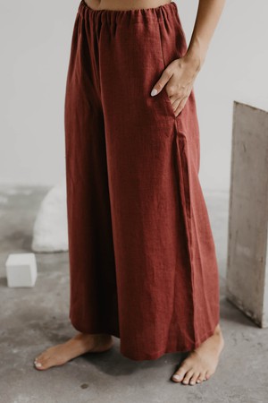 Isabella wide linen pants in Terracotta from AmourLinen