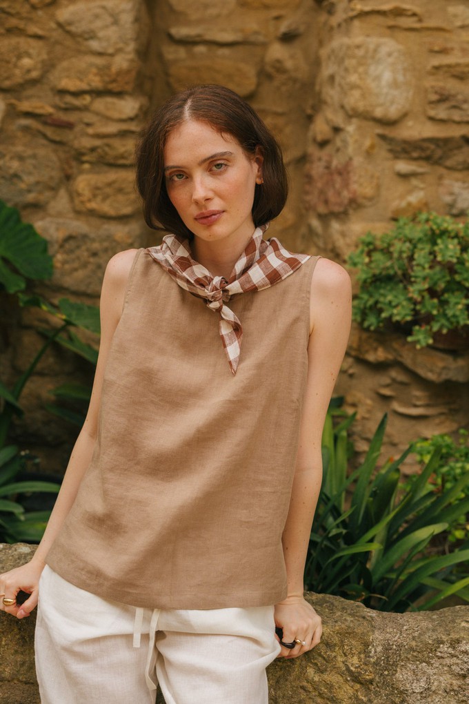 Colette classic linen top in Rosy Brown from AmourLinen