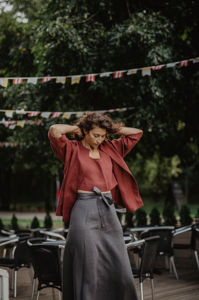 Kyiv oversized linen jacket in Terracotta from AmourLinen