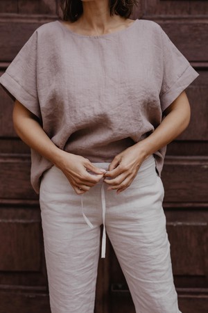 Linen pants Malmo in Cream | sale from AmourLinen