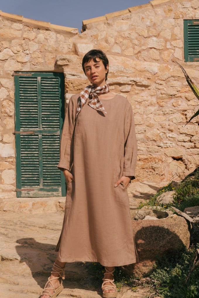 Amalia long linen dress in Rosy Brown from AmourLinen
