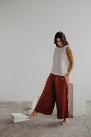 Isabella wide linen pants in Terracotta from AmourLinen