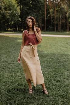 Iris linen wrap skirt in Mustard via AmourLinen