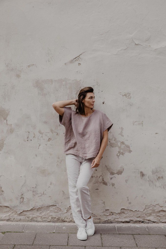 Linen pants Malmo in Cream | sale from AmourLinen