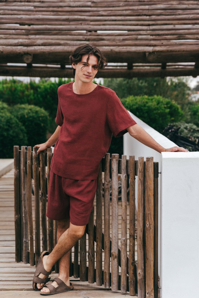 Billy linen pajama set in Terracotta from AmourLinen