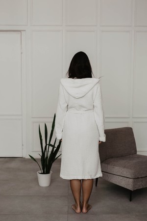 Waffle linen bathrobe Snuggle - White / Size 2 from AmourLinen