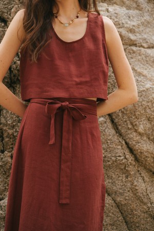 Iris linen wrap skirt in Terracotta from AmourLinen