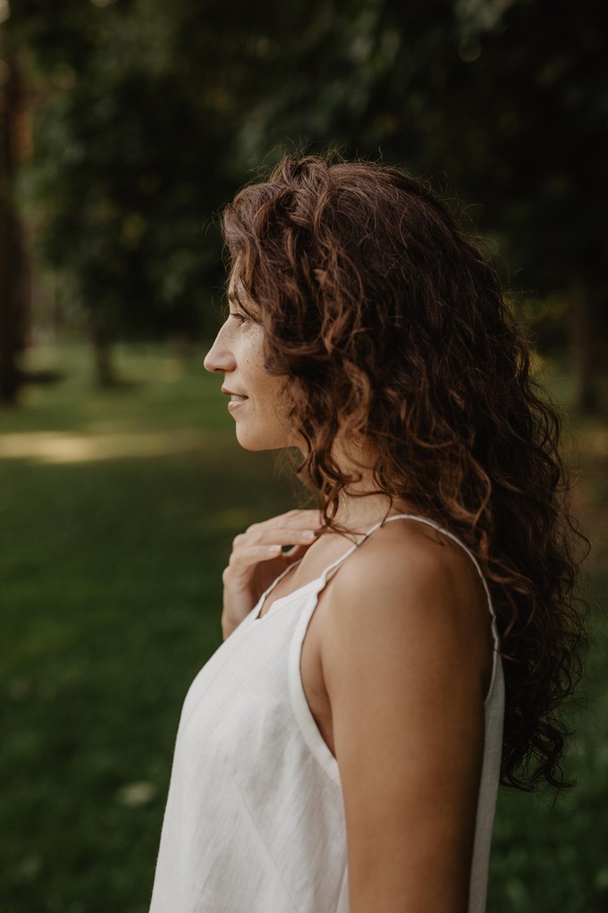 Linen slip dress ZOE in White | sale from AmourLinen