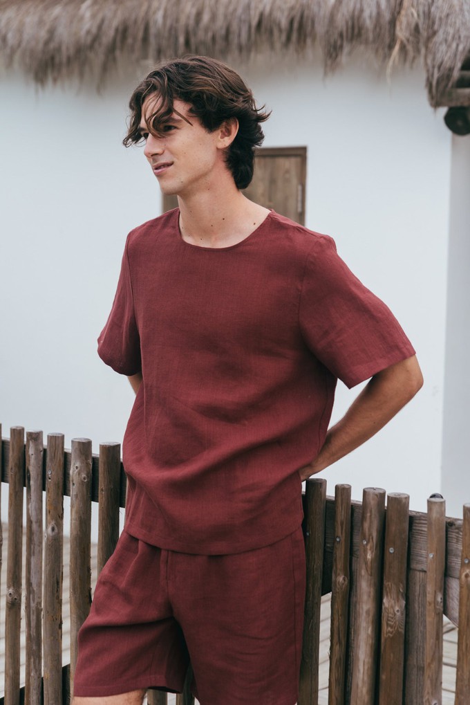 Billy linen pajama set in Terracotta from AmourLinen