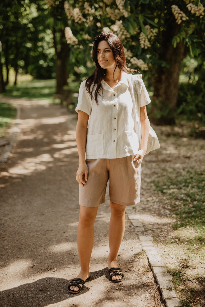 Matilda long linen shorts in Rosy Brown from AmourLinen