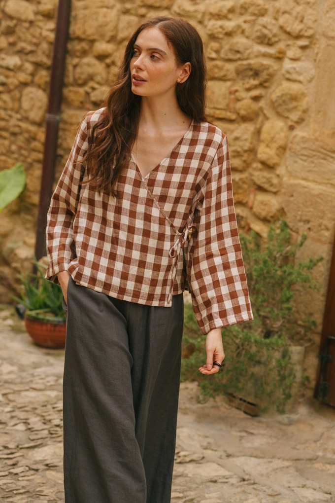 Isabella wide linen pants in Charcoal from AmourLinen