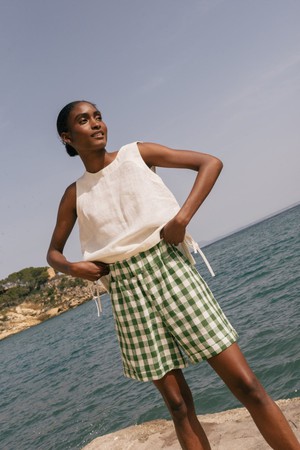 MIA shorts in Green Gingham from AmourLinen