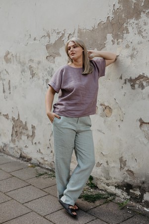 Malmo straight linen pants in Sage Green from AmourLinen