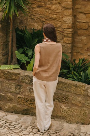 Colette classic linen top in Rosy Brown from AmourLinen