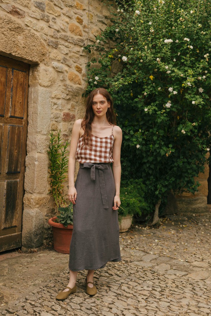 Iris linen wrap skirt in Charcoal from AmourLinen