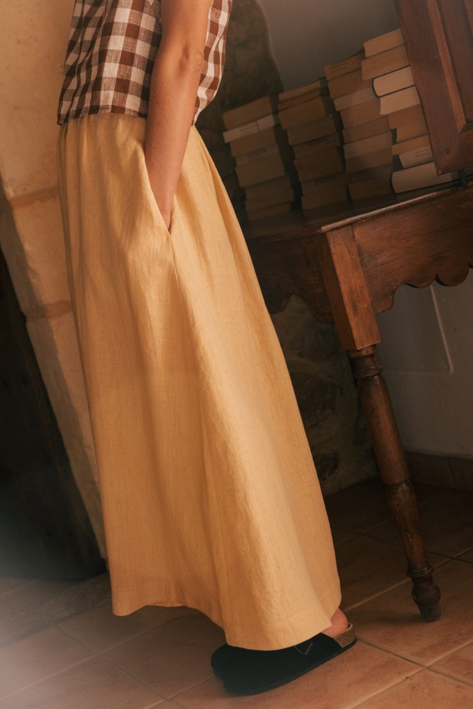 Mona maxi linen skirt in Mustard from AmourLinen