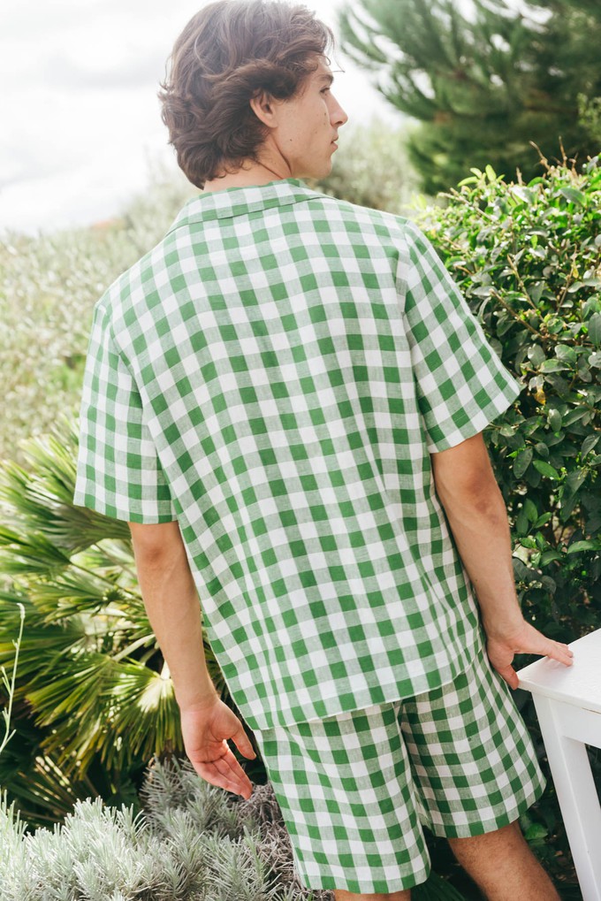 Aspen linen loungewear set in Green Gingham from AmourLinen