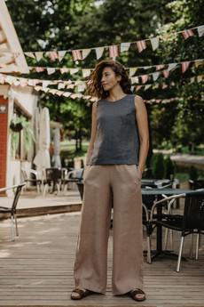 Oulu long linen pants in Rosy Brown via AmourLinen