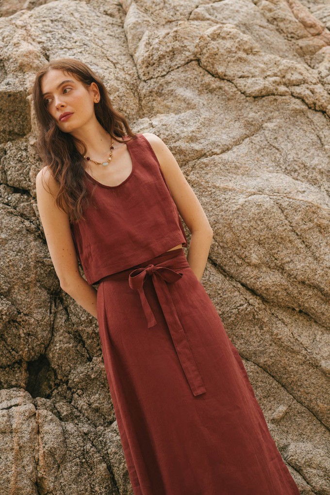 Iris linen wrap skirt in Terracotta from AmourLinen