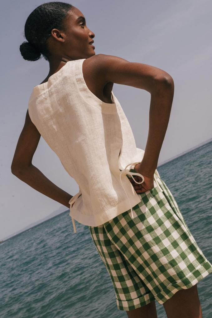 MIA shorts in Green Gingham from AmourLinen
