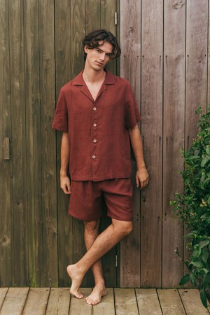 Aspen linen loungewear set in Terracotta from AmourLinen