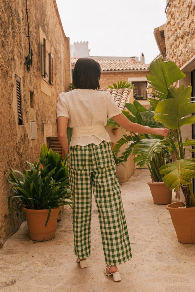 BARBORA pants in Green Gingham from AmourLinen