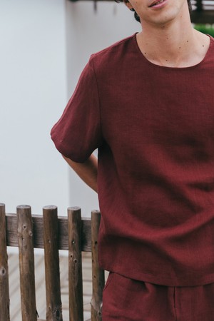 Billy linen pajama set in Terracotta from AmourLinen