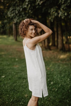 Linen slip dress ZOE in White | sale from AmourLinen