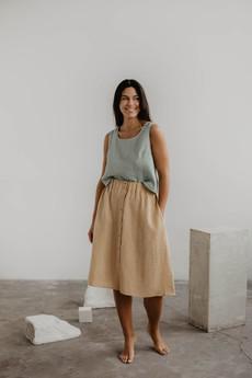 Linen skirt with buttons DAISY S Rosy Brown via AmourLinen