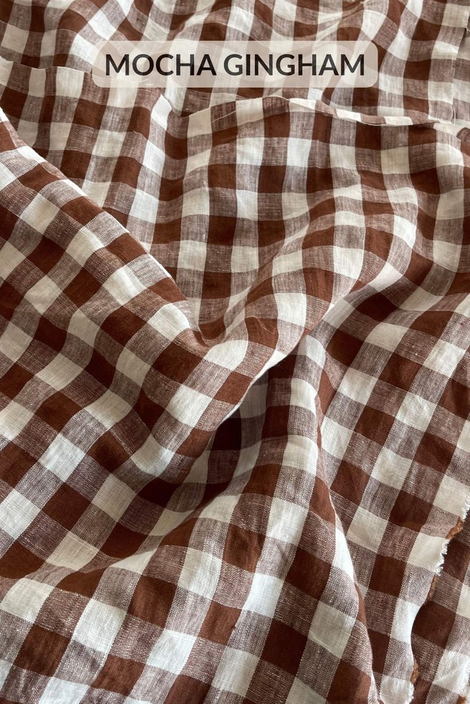 Rosie top in Mocha Gingham | sale from AmourLinen