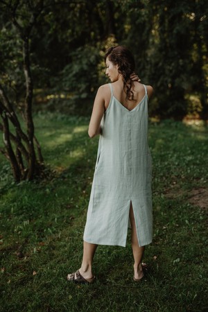 Jakarta long linen dress in Sage Green from AmourLinen