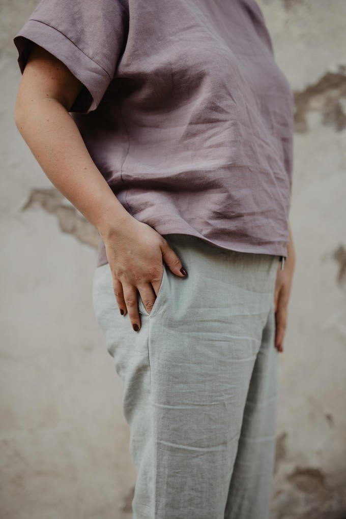 Malmo straight linen pants in Sage Green from AmourLinen