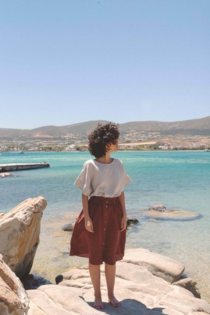 Porto oversized linen top in Cream from AmourLinen