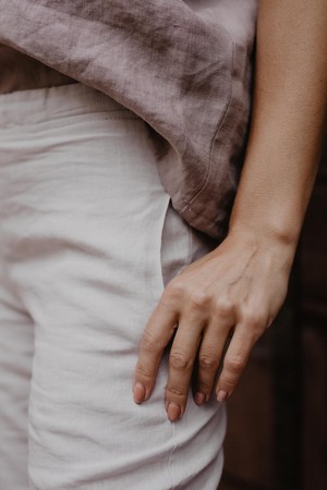 Linen pants Malmo in Cream | sale from AmourLinen