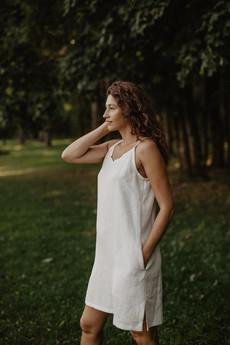 Linen slip dress ZOE in White | sale via AmourLinen