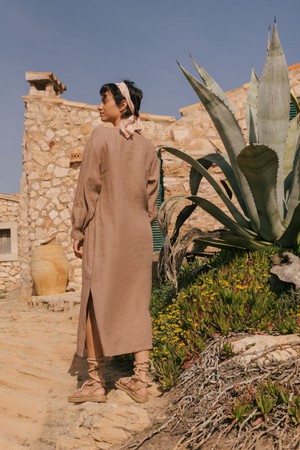 Amalia long linen dress in Rosy Brown from AmourLinen
