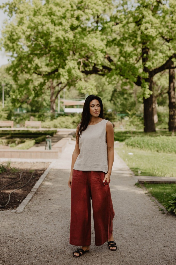 Isabella wide linen pants in Terracotta from AmourLinen