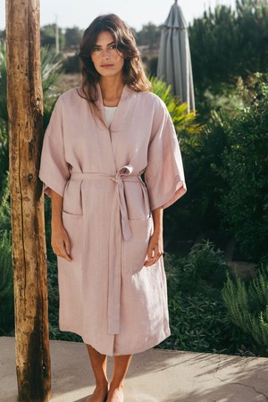 MIDNIGHT bathrobe in Dusty Rose from AmourLinen