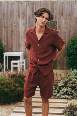 Aspen linen loungewear set in Terracotta from AmourLinen