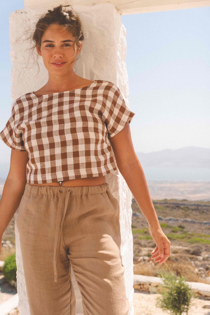 LISA top in Green Gingham | sale from AmourLinen