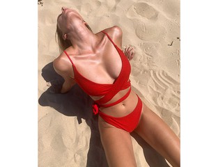Geranium / Skyline Slim Bikini Bottom from Anekdot