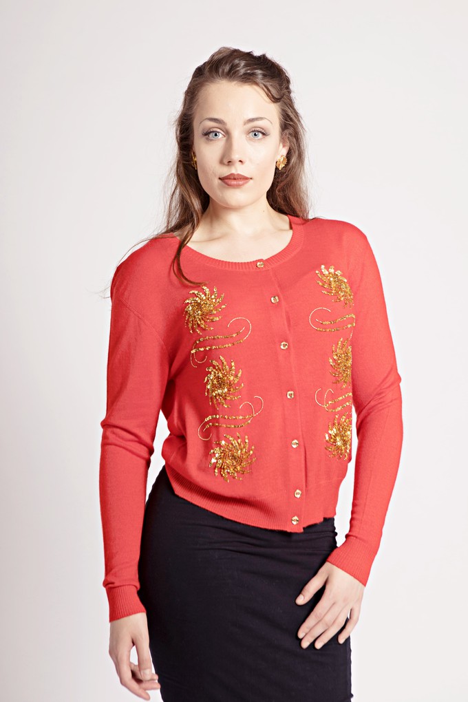 Red Krystle Cashmere Cardigan from Asneh