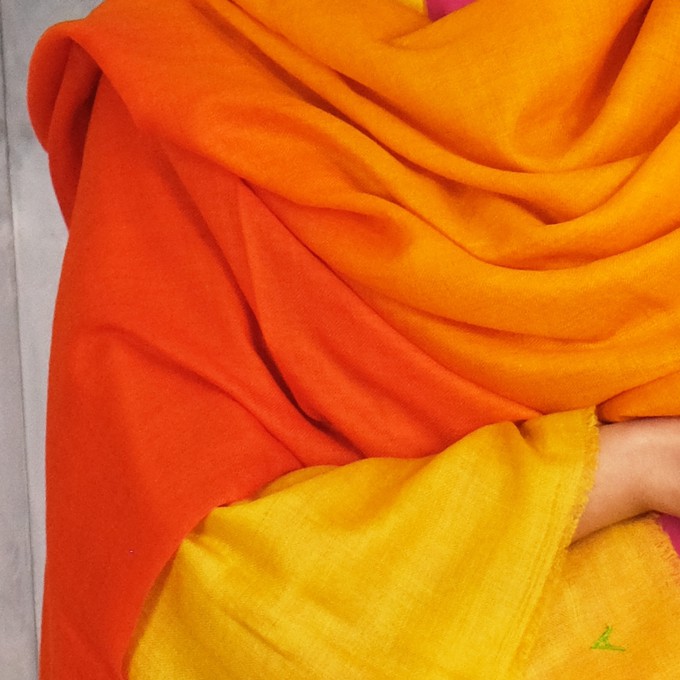 Orange Yellow Ombre Shaded Cashmere Scarf from Asneh