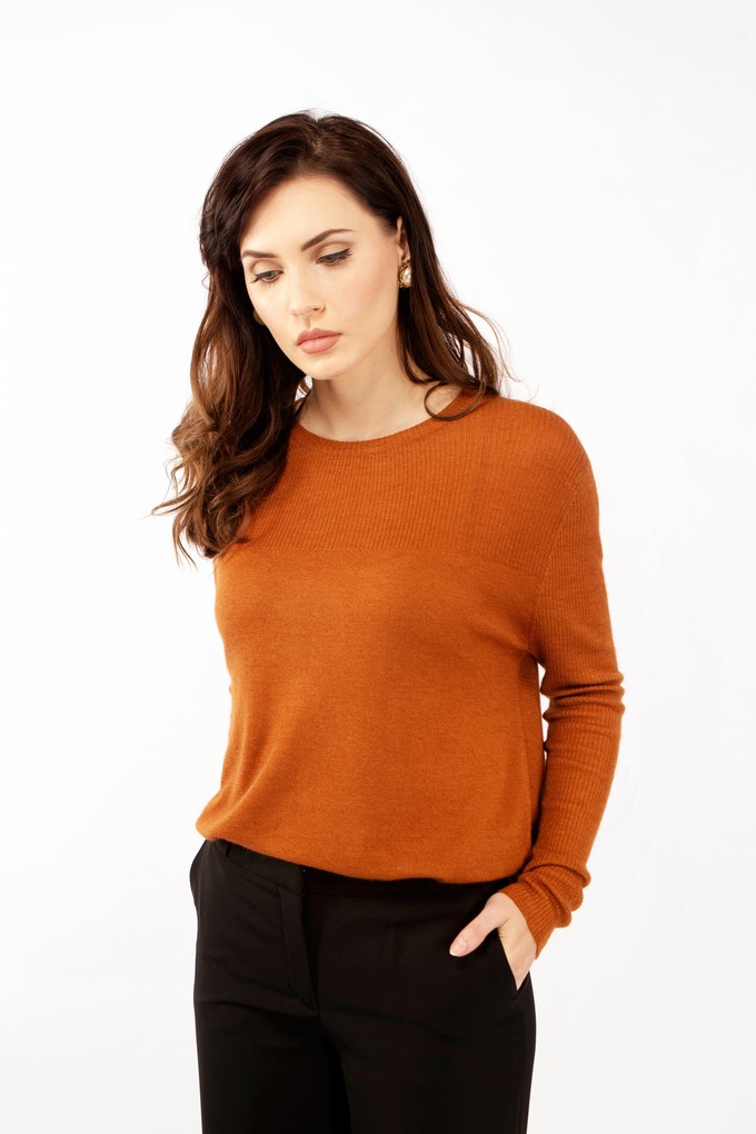 Beverly brown cashmere sweater with rib details from Asneh
