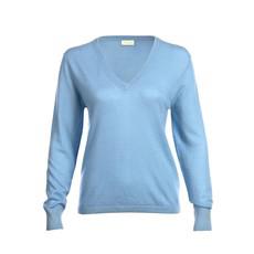 Light Blue Cashmere V-neck Sweater in fine knit via Asneh