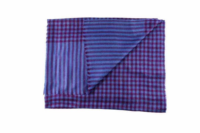Blue and Purple Check Cashmere Scarf – Sold Out from Asneh