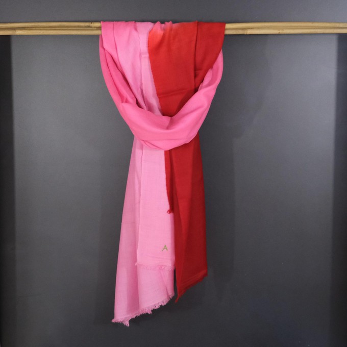 Red and Pink Dip-Dye Cashmere Scarf from Asneh