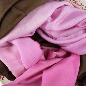 Pink and Brown Ombre Shaded Silk Wool Scarf from Asneh